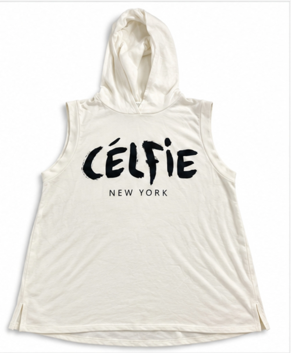 Forever 21 Plus Size 2X Celfie New York White Sleeveless Hooded Tunic Top